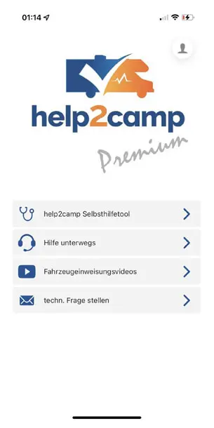 [Translate to English:] screenshot der help2camp app